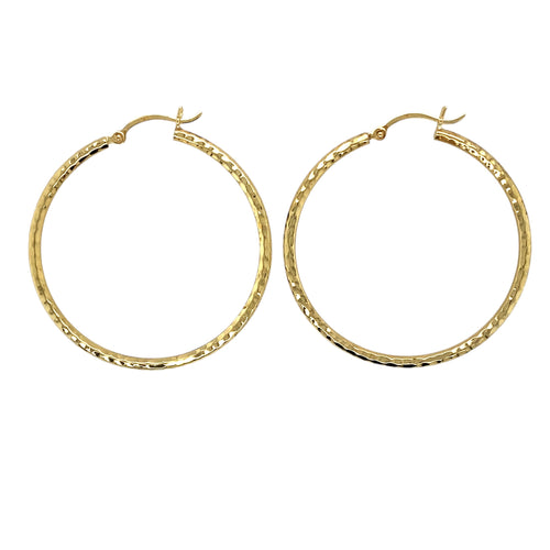 9ct Gold Patterned Hoop Creole Earrings