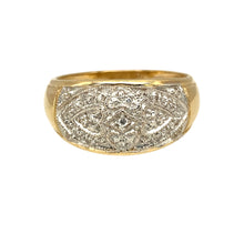 Load image into Gallery viewer, 9ct Gold &amp; Diamond Set Patterned Wide Band Ring
