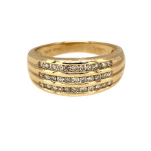 Load image into Gallery viewer, 9ct Gold &amp; Diamond Set Three Row Band Ring
