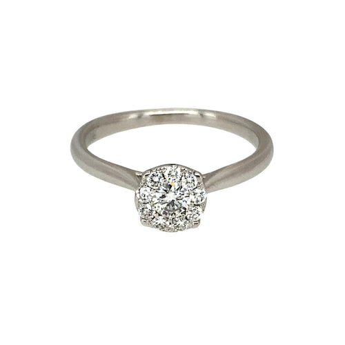 18ct White Gold & Diamond Set Halo Solitaire Ring