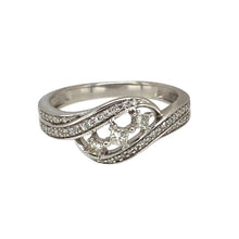 Load image into Gallery viewer, 9ct White Gold &amp; Diamond Set Trilogy Split Band Swirl Ring
