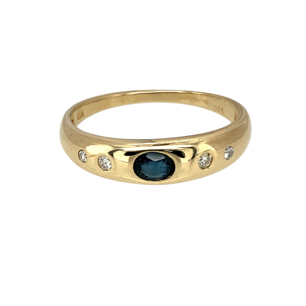 9ct Gold Diamond & Sapphire Set Band Ring