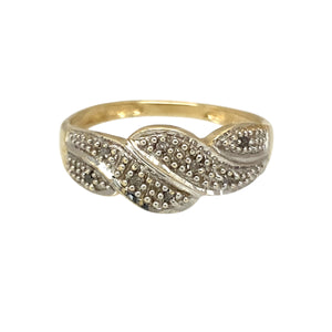 9ct Gold & Diamond Set Wave Band Ring