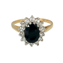 Load image into Gallery viewer, 9ct Gold Sapphire &amp; Cubic Zirconia Set Cluster Ring
