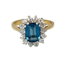 Load image into Gallery viewer, 9ct Gold Blue Topaz &amp; Cubic Zirconia Set Cluster Ring
