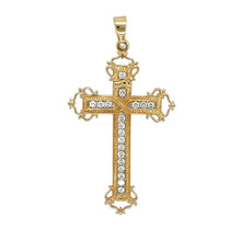 Load image into Gallery viewer, 9ct Gold &amp; Cubic Zirconia Set Fancy Cross Pendant
