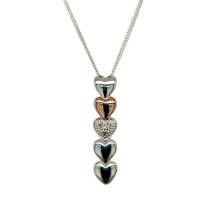 925 Silver & Diamond Set Clogau Heart Drop 18" Necklace