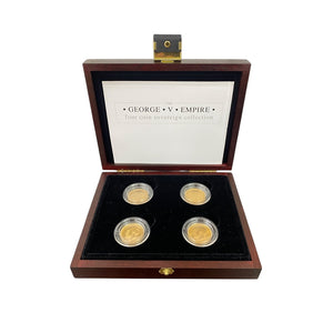 Collectors The George V Empire Four 22ct Gold Coin Full Sovereign Collection. There are two sovereigns from 1918, and one each from 1914 and 1911