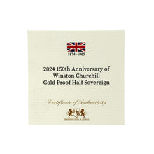 Load image into Gallery viewer, 2024 150th Anniversary of Winston Churchill Gold Proof Half Sovereign
