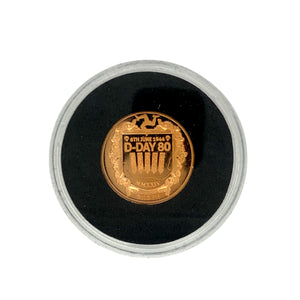 A limited edition 2024 D-Day 80th Anniversary King Charles Gold Proof Full Sovereign with the 'first strike' D-Day emblem