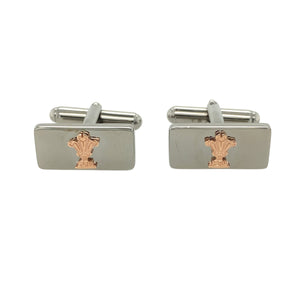 Preowned 925 Silver Clogau with 9ct Rose Gold Clogau Three Feathers Cufflinks with the weight 12.40 grams