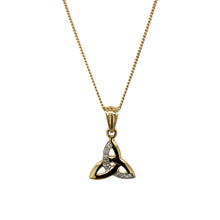 Load image into Gallery viewer, 9ct Gold &amp; Diamond Set Celtic Triquetra Knot 18&quot; Necklace
