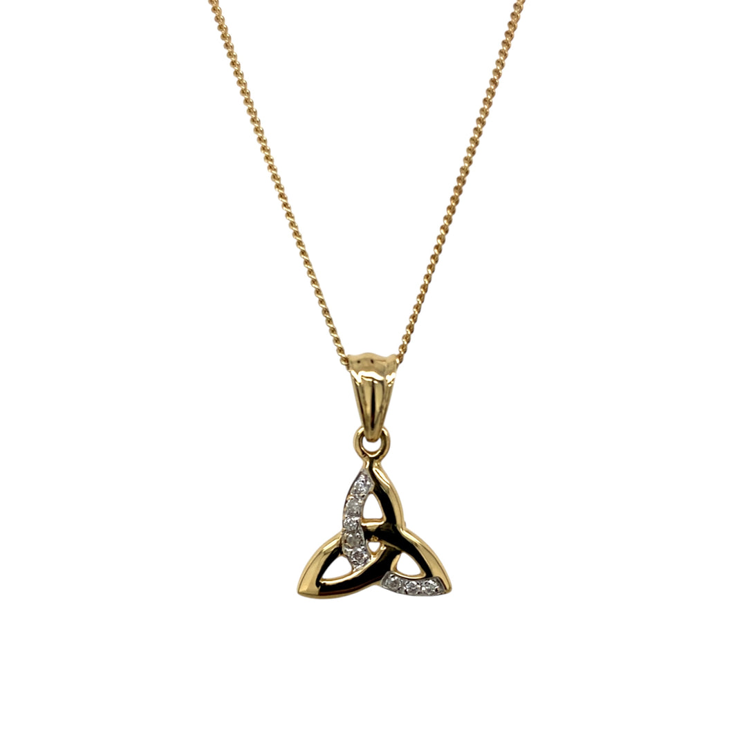 9ct Gold & Diamond Set Celtic Triquetra Knot 18