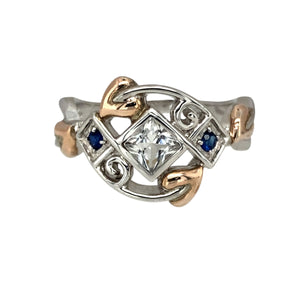 925 Silver White Topaz & Sapphire Set Tree of Life Clogau Ring