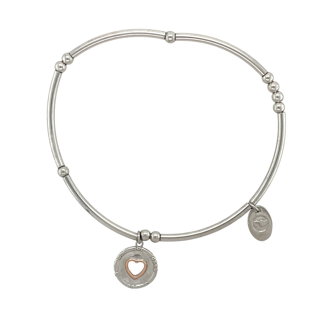 925 Silver Clogau Stretchy Heart Beaded Bracelet