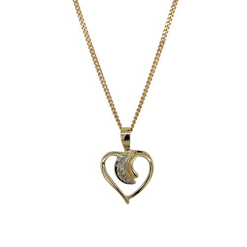 9ct Gold & Diamond Set Heart 16