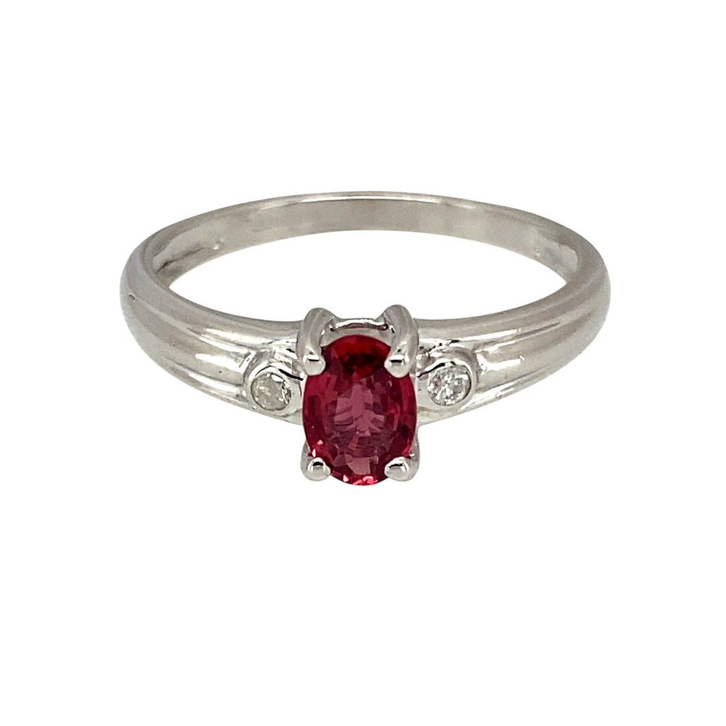 9ct White Gold Diamond & Ruby Set Ring