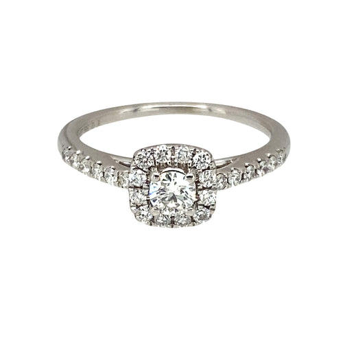 18ct White Gold & Diamond Set Halo Ring