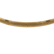 Load image into Gallery viewer, Preowned 9ct Yellow Solid Gold Patterned Bangle with the weight 5.70 grams. The bangle width is 4mm and the bangle diameter is 6.6cm
