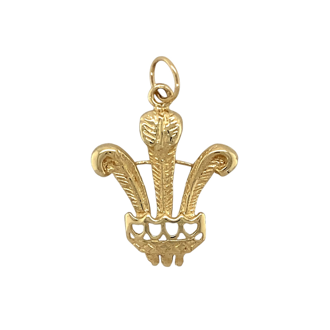 9ct Gold Welsh Three Feathers Pendant