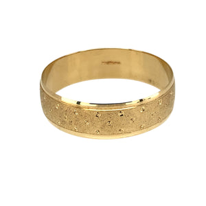 9ct Gold 6mm Patterned Wedding Band Ring