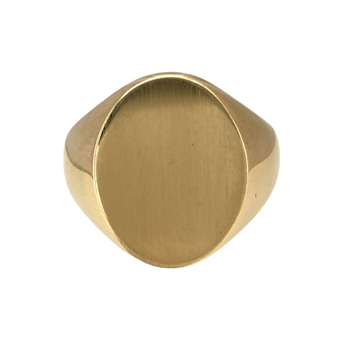 9ct Gold Brushed Finish Oval Signet Ring