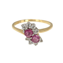 Load image into Gallery viewer, 9ct Gold Pink Stone &amp; Cubic Zirconia Set Flower Style Ring
