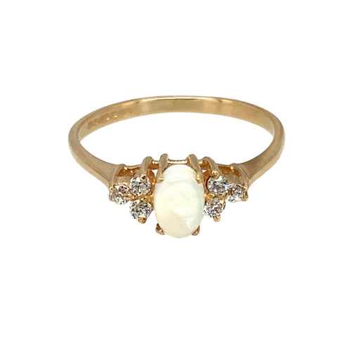 9ct Gold Opalique & Cubic Zirconia Set Ring