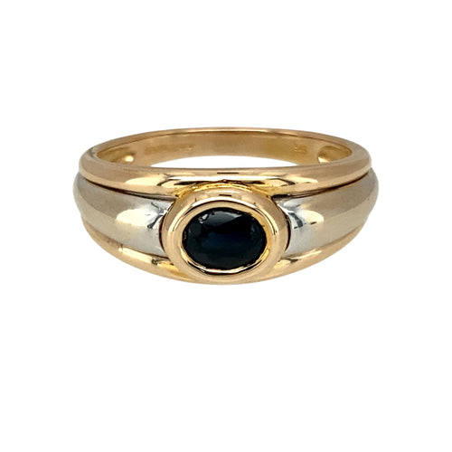 9ct Gold & Sapphire Set Wide Band Ring