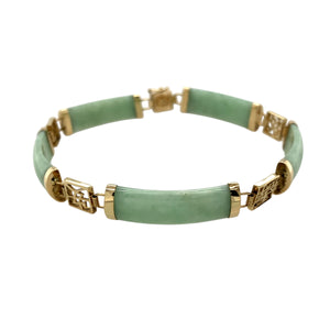 9ct Gold & Jade Set 7.5" Bracelet