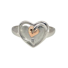 Load image into Gallery viewer, 925 Silver &amp; White Topaz Set Heart Clogau Ring
