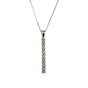 9ct White Gold & Diamond Set Bar 18" Necklace