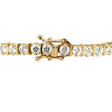 Load image into Gallery viewer, Preowned 14ct Yellow Gold &amp; Cubic Zirconia Set 7.5&quot; Bracelet with the weight 9.50 grams. The stones are each 3mm diameter
