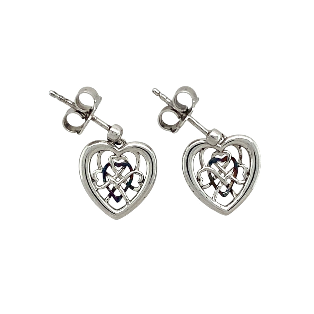 Preowned 925 Silver Clogau with 9ct Rose Clogau Heart Royalty Drop Earrings with the weight 3.30 grams