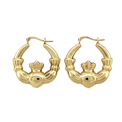 9ct Gold Claddagh Creole Earrings