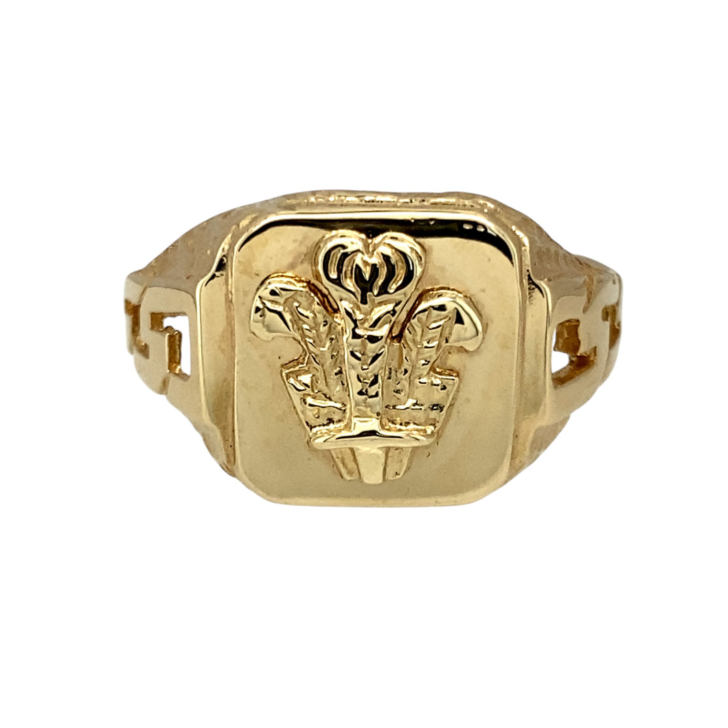 9ct Gold Welsh Three Feathers Signet Ring