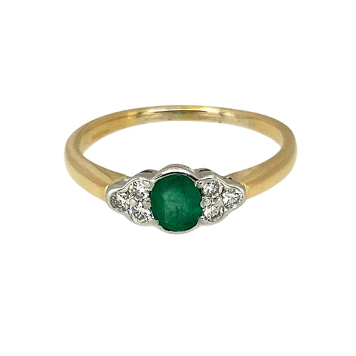 18ct Gold Diamond & Emerald Set Ring