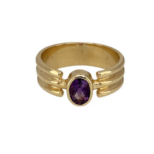 Load image into Gallery viewer, 9ct Gold &amp; Oval Amethyst Set Band Ring
