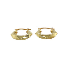 Load image into Gallery viewer, Preowned 9ct Yellow Gold Patterned Hoop Creole Earrings with the weight 1.30 grams
