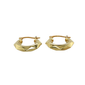 Preowned 9ct Yellow Gold Patterned Hoop Creole Earrings with the weight 1.30 grams