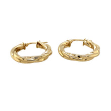 Load image into Gallery viewer, Preowned 9ct Yellow Gold Ribbon Twist Hoop Creole Earrings with the weight 1.20 grams
