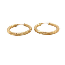 Load image into Gallery viewer, Preowned 9ct Yellow Gold Twist Patterned Hoop Creole Earrings with the weight 1.30 grams
