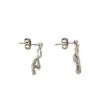 Load image into Gallery viewer, Preowned 9ct White Gold &amp; Diamond Set Swirl Drop Earrings with the weight 1.50 grams
