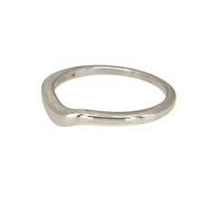 Load image into Gallery viewer, Preowned 9ct White Gold Slight Curved Band Wishbone Style Ring in size K with the weight 1.60 grams. The band is approximately 2mm wide
