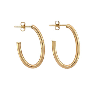 9ct Gold Plain Half Oval Hoop Earrings