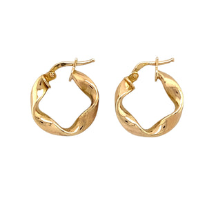 9ct Gold Ripple Twist Hoop Creole Earrings