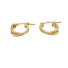 Load image into Gallery viewer, Preowned 9ct Yellow Gold Twisted Patterned Oval Creole Earrings with the weight 1.10 grams
