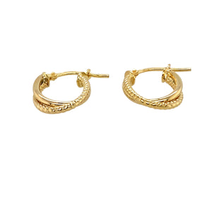 Preowned 9ct Yellow Gold Twisted Patterned Oval Creole Earrings with the weight 1.10 grams