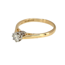 Load image into Gallery viewer, Preowned 9ct Yellow and White Gold &amp; Diamond Set Solitaire Ring in size M to N with the weight 1.70 grams. The diamond is approximately 0.25ct
