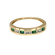 Load image into Gallery viewer, 9ct Gold Diamond &amp; Emerald Set Band Ring
